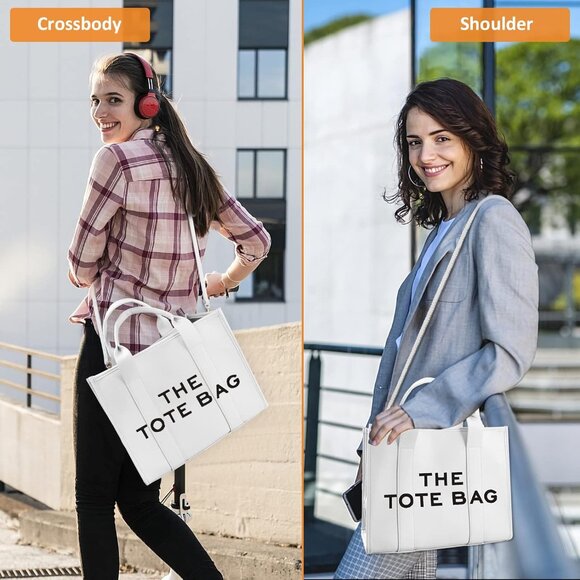 Women Pu-white Personalized Canvas Tote Bag with Zipper Mini Top-Handle - Picture 3 of 6